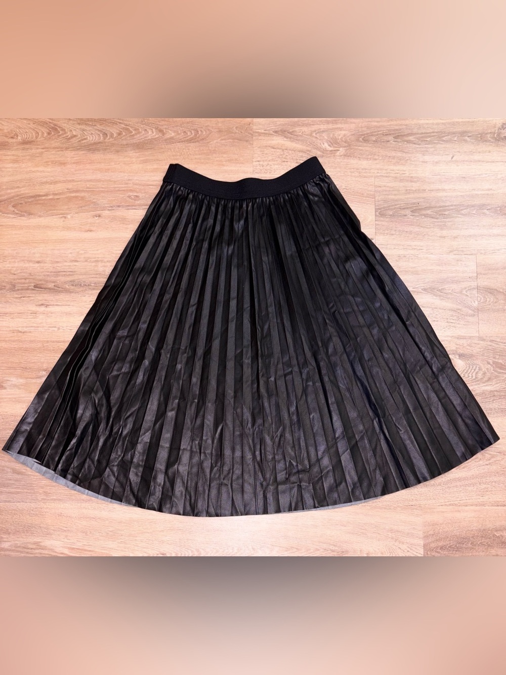 Black Pleated A-Line Skirt. Size Small
